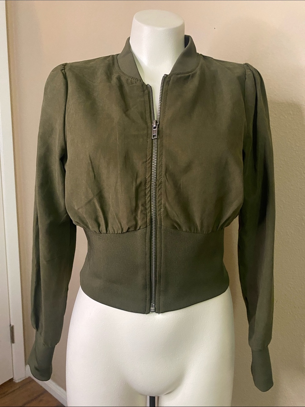 Story On Olive Green zip front fitted Jacket S